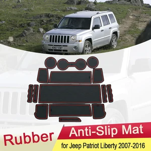 Резиновый противоскользящий коврик для двери Jeep свобода патриота 2007  2016, подставка для чашки с пазами, аксессуары для подставок 2008, 2009, 2010, 2011