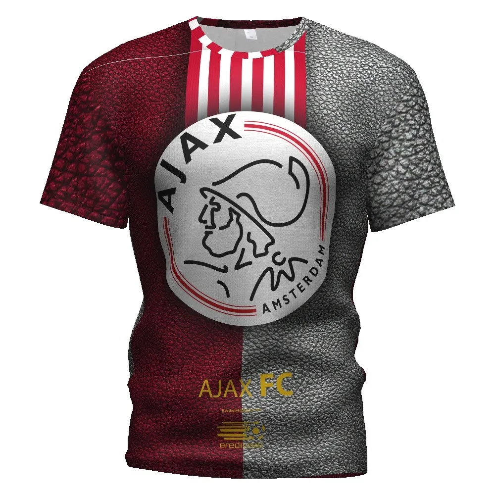 2019 летняя новая мужская футболка в стиле Харадзюку С 3d принтом Ajax с круглым