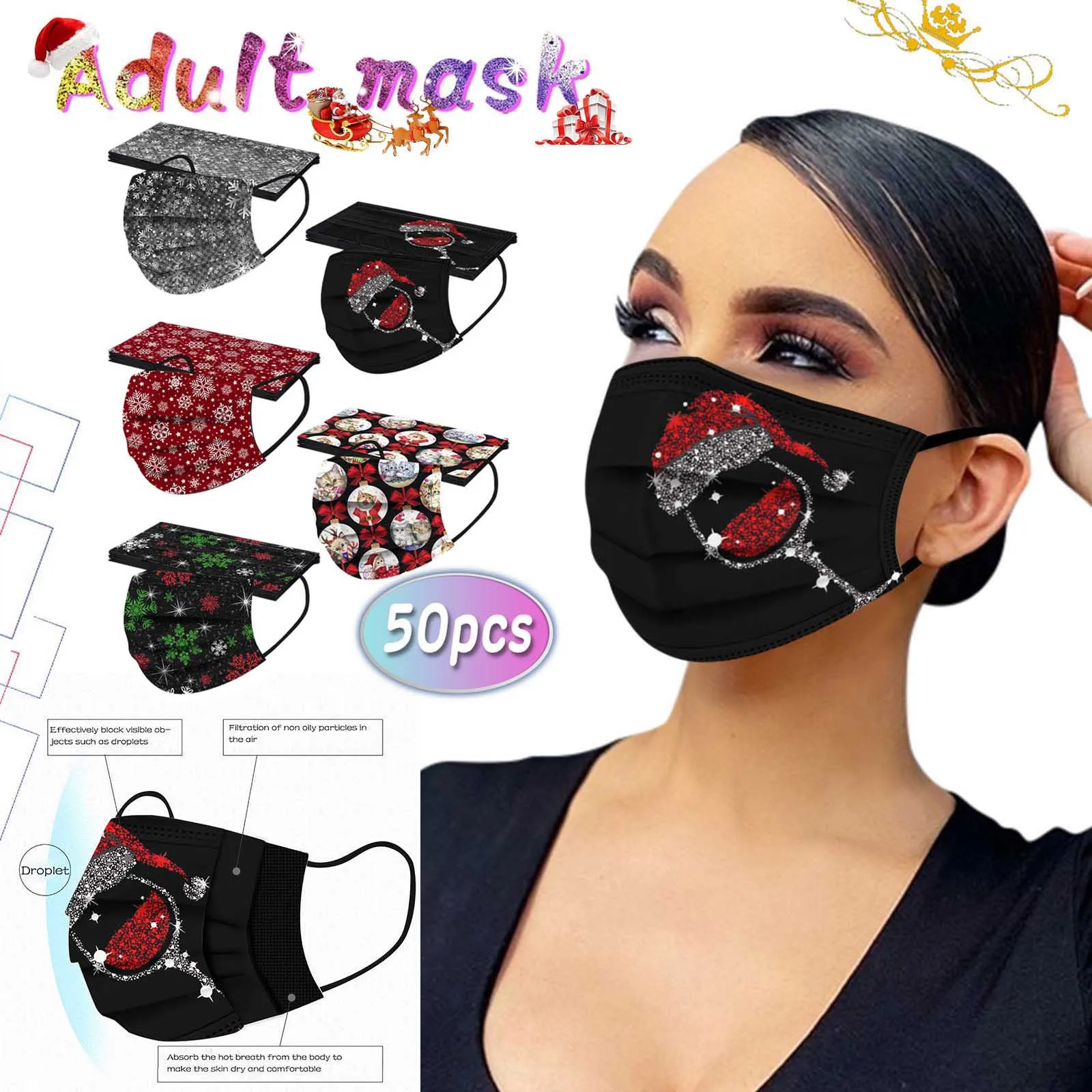 

50 шт., одноразовые Тканевые маски для лица с защитой от пыли