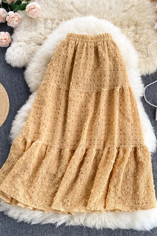 

Korean Women's Summer New Age Reducing and Versatile Mid Length Skirt Women's Elastic Waist High Waist Slim Chiffon Skirt