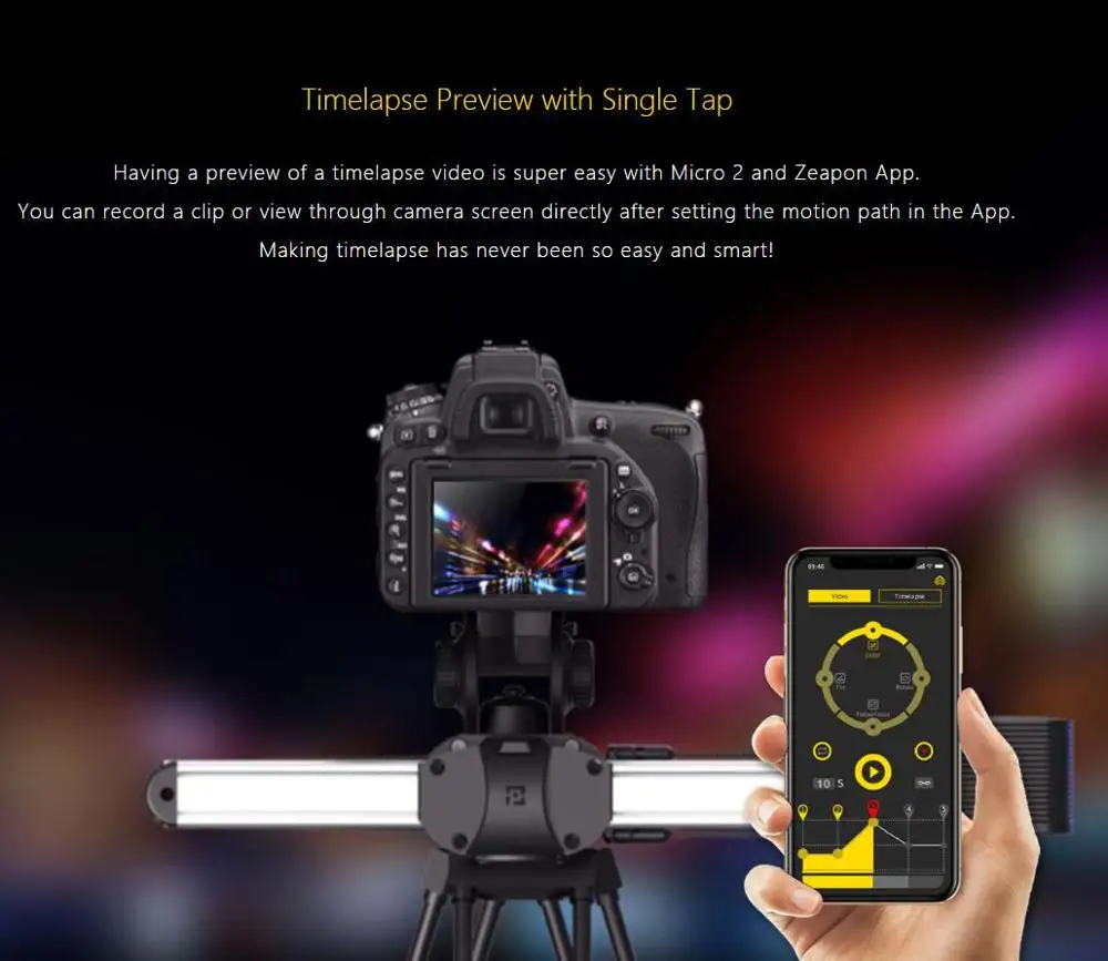 Zeapon моторизированный микро 2 рельсовый слайдер для камеры автоматическая