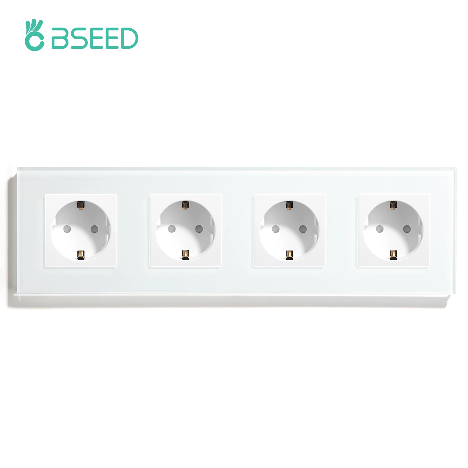 

BSEED EU Standard 4 Socket Electrical Power Socket Crystal Glass Panel 110-240V Electrical EU Socket White Black Gloden