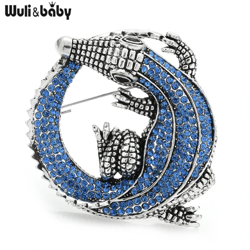 

Wuli&baby Big Rhinestone Crocodile Brooches Women Unisex Animal Party Casual Brooch Pins Gifts
