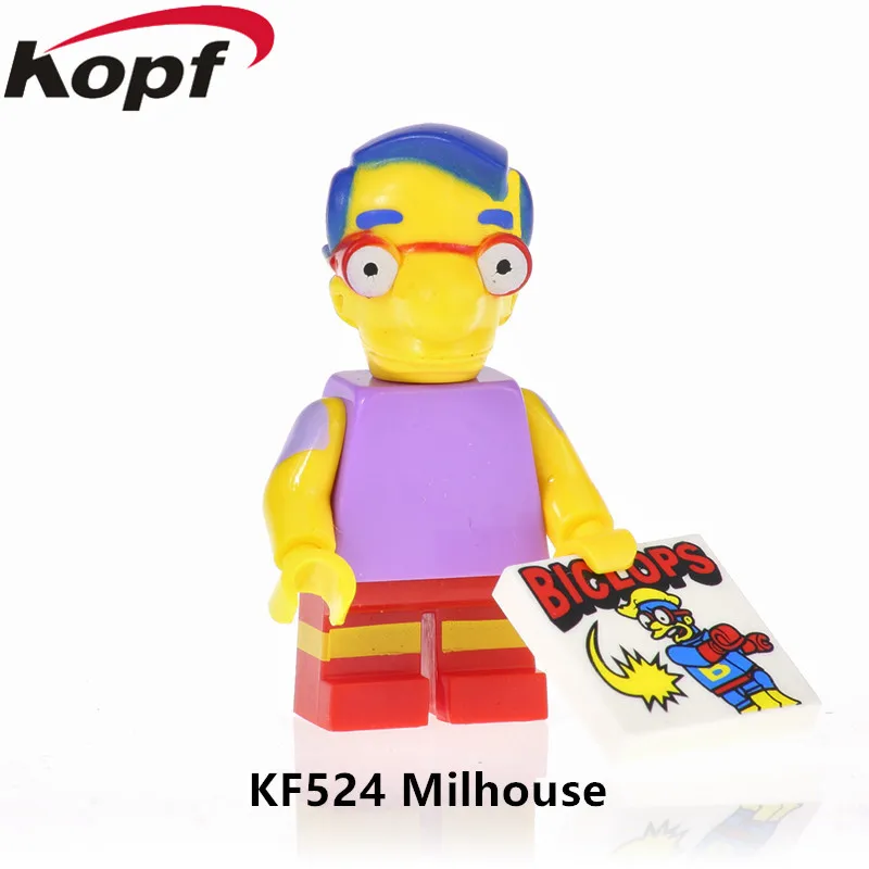 KF6039 строительные блоки Симпсоны Семейные фигурки Гомера Нельсона пронтона Барта милхауса экшн-кирпичи кукла подарок для детей игрушки