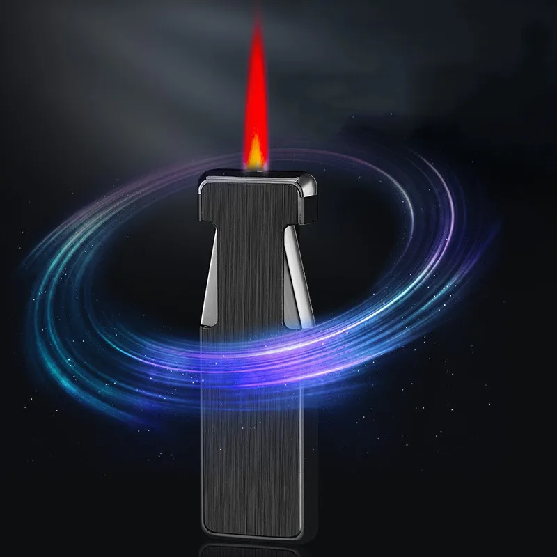 

Creative Red Flame Press on Both Sides of The Windproof Lighter Butane Torch Metal Lighter Smoking Accessories Pipe Male Gadgets