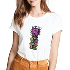 Футболка с принтом Disney Алиса в стране чудес, женская футболка с круглым вырезом и короткими рукавами, Ropa De Mujer, повседневная женская одежда, Camiseta Comfort