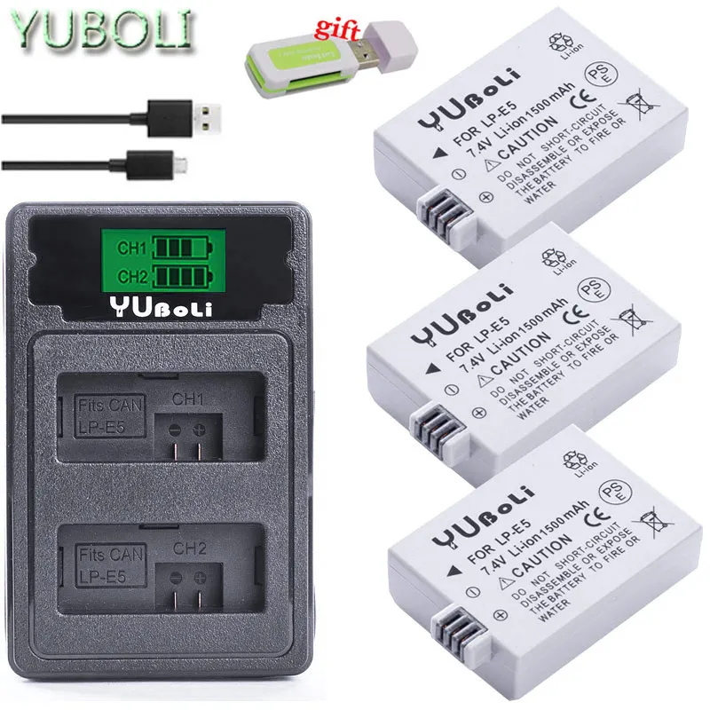 charger and 3battery 4x батарея LP-E5 LP E5 LPE5 батарея+ двойное зарядное устройство для Canon EOS 450D 500D 1000D Rebel XS XSi T1i KISS X2 X3 F SLR камера - Цвет: charger and 3battery