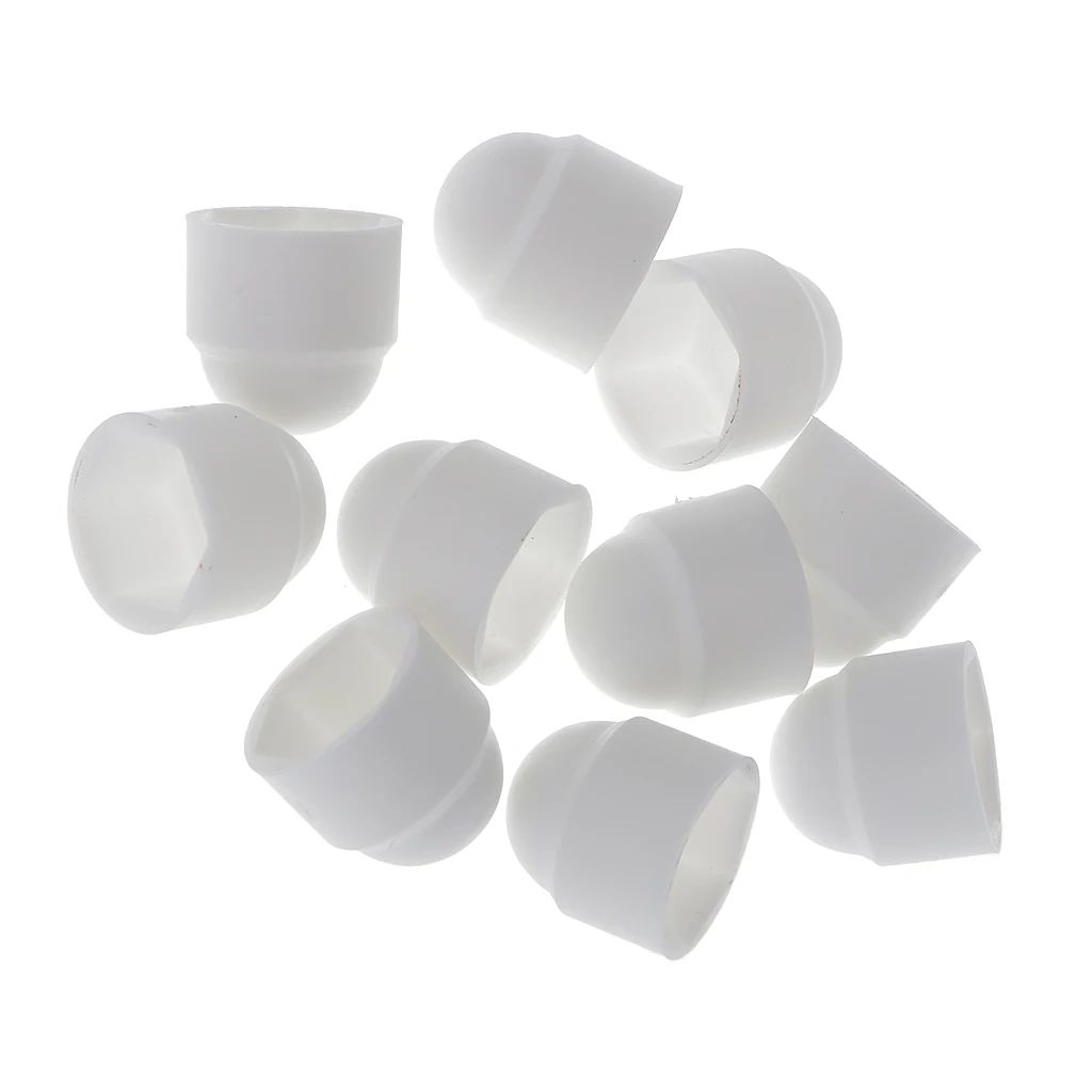 

10 Pcs White M6 10x13mm Dome Bolts Nuts Protection Caps Cover Hex Hexagon