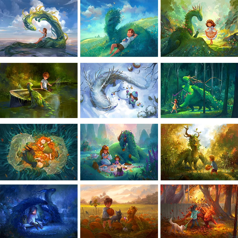 

Набор для рисования по номерам на холсте «Драконы»