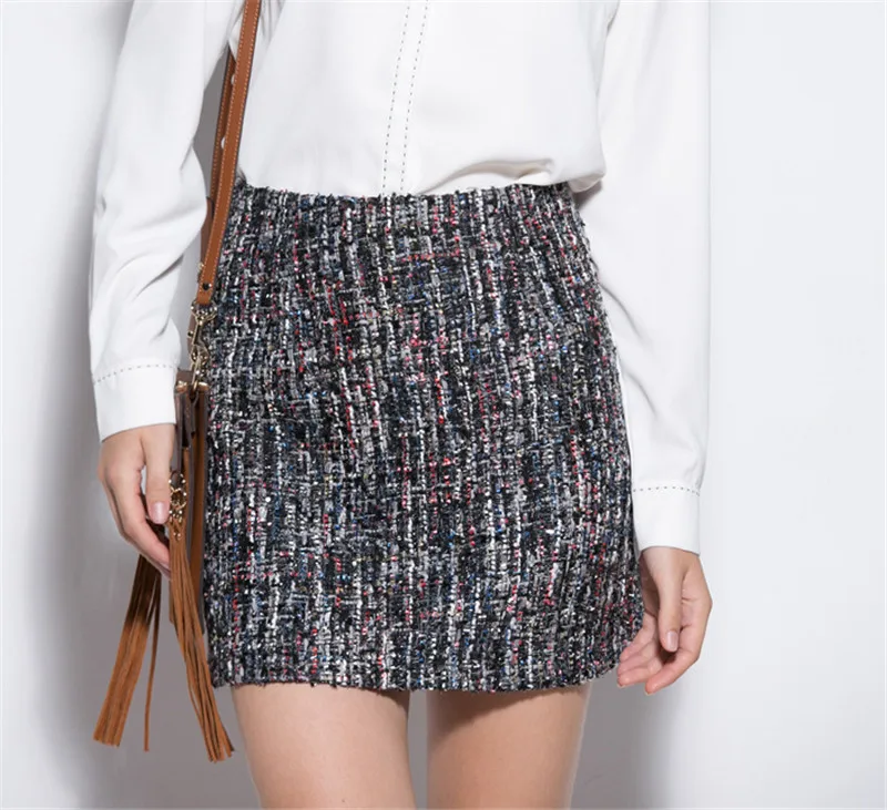 2019 новая весенняя модная маленькая твидовая юбка карандаш в свежем Стиле с