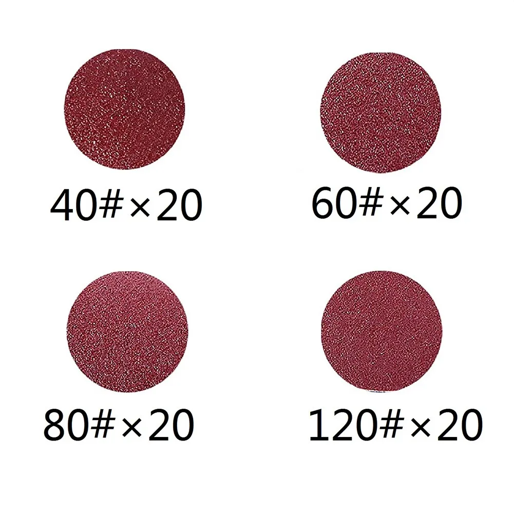 

80 Pcs Sanding Disc Sandpaper 40 / 60 / 80 / 120# Grit 50mm 2'' W/ Hook/Loop For Metal Wood Polishing Electric Grinder