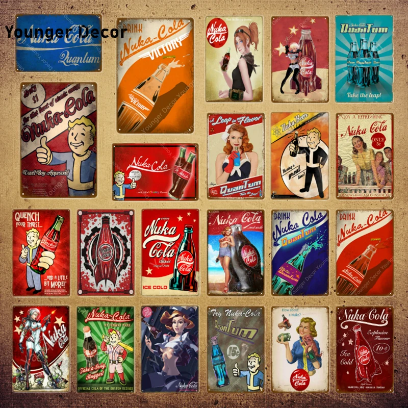Квантовый постер Drink Nuka Cola Fallout 3 4 Game металлические знаки настенный Декор для дома