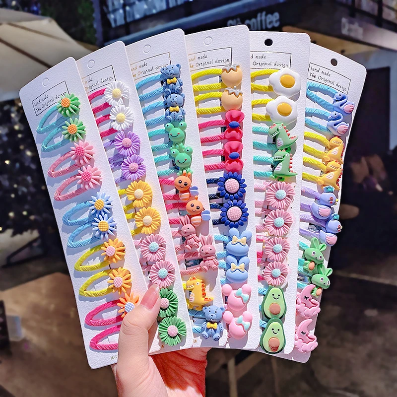 

1 Set Girls Cute Cartoon Animal Flower Colorful Hairpin Children Sweet Hair Clip Barrettes Headband Hair Accessories for Kids