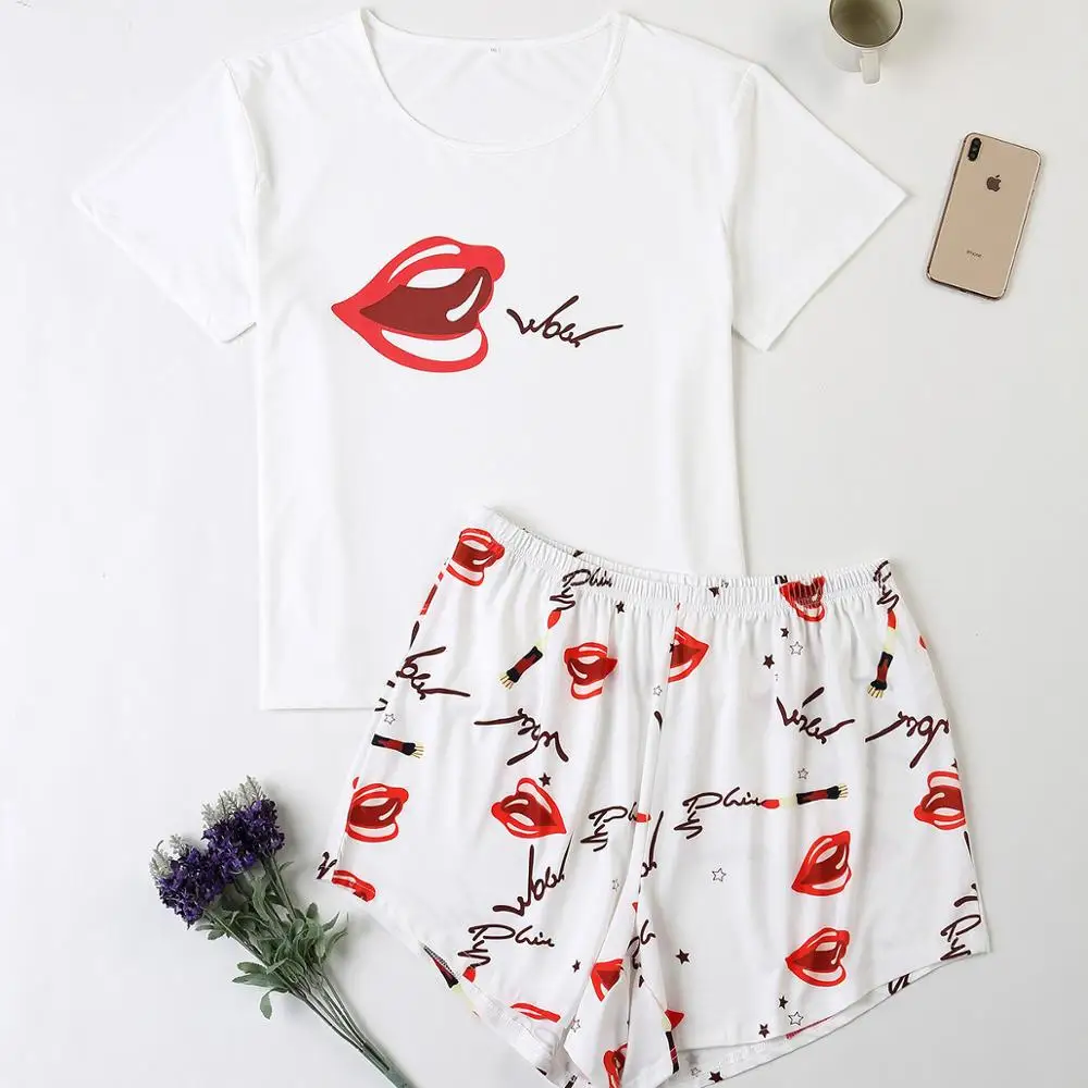 Пижама для женщин размера плюс пижамный комплект летняя женская пижама короткий