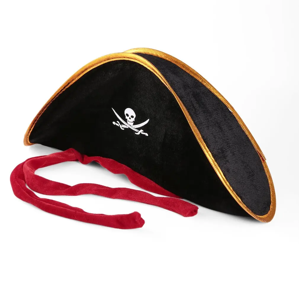 

New Cosplay Pirate Captain Hat Skull & Crossbone Design Cap Costume Fancy Dress for Party Halloween Cosplay Polyester Hat Cap