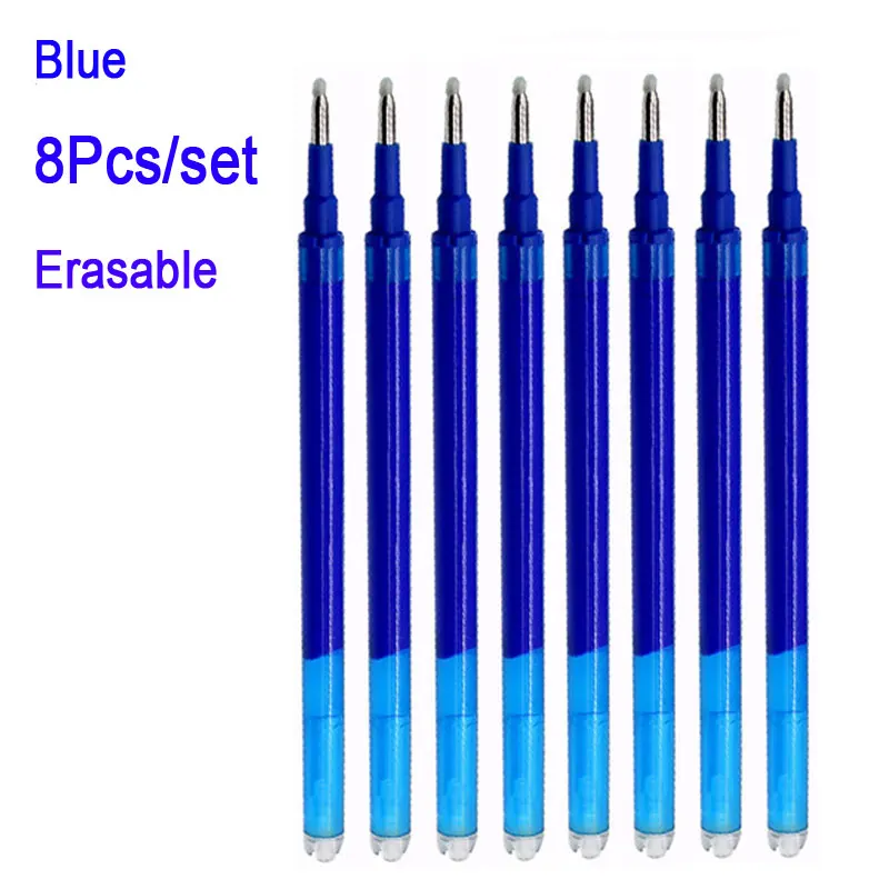 

DELVTCH 8Pcs/Set 0.7mm Erasable Pen Refill Rod Blue Black Red Ink Office School Writing Stationery 11cm Erasable Gel Pen Refills