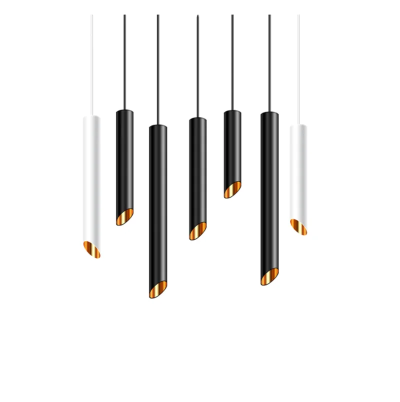 Люстра LED длинная труба золотой интерьер роскошная подвеска 7W 12W открытый огонь