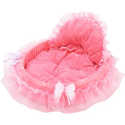 as picture Sweet Lace Princess Dog Bed Cat Nest Puppy Soft Puppy Teddy Pet Bed Suitable for Small and Medium Dogs and Cats Sofa Kennel - Цвет: as picture