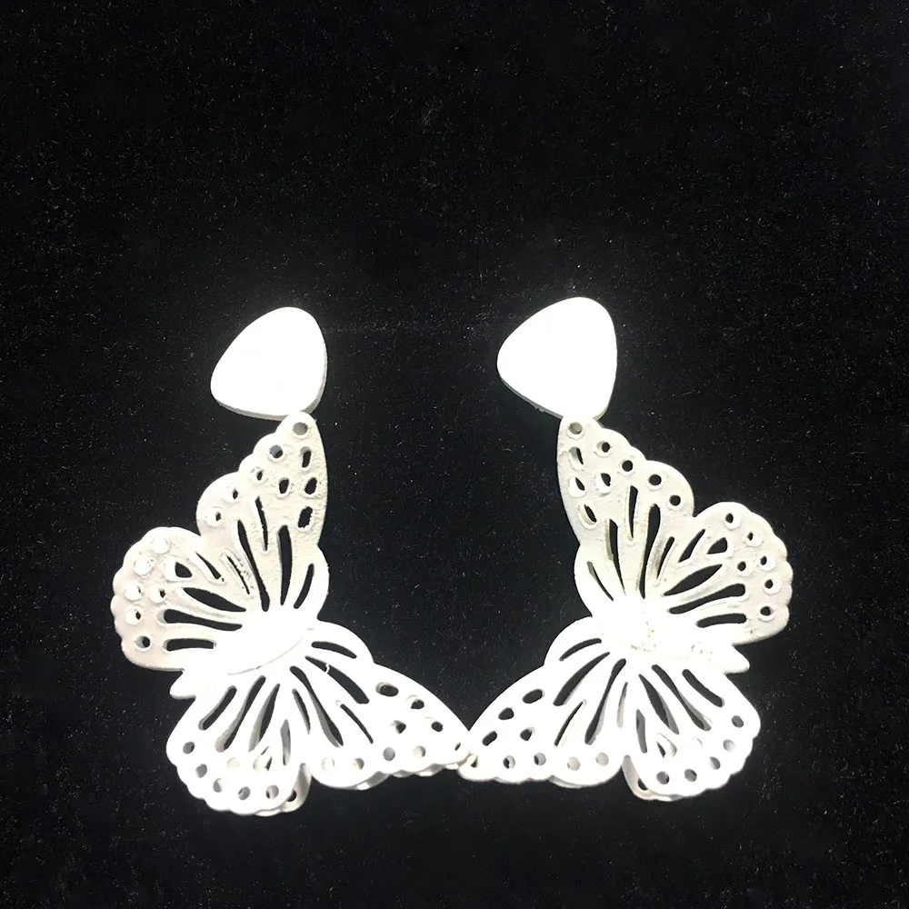 Серьги-гвоздики в виде белых бабочек для детей корейские ювелирные изделия 2020 |