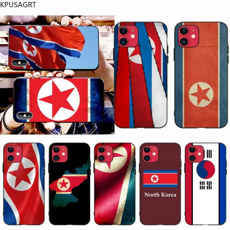 

KPUSAGRT North Korea flag Black TPU Soft Phone Case for iphone 12 pro max 11 pro XS MAX 8 7 6 6S Plus X 5S SE 2020 XR case