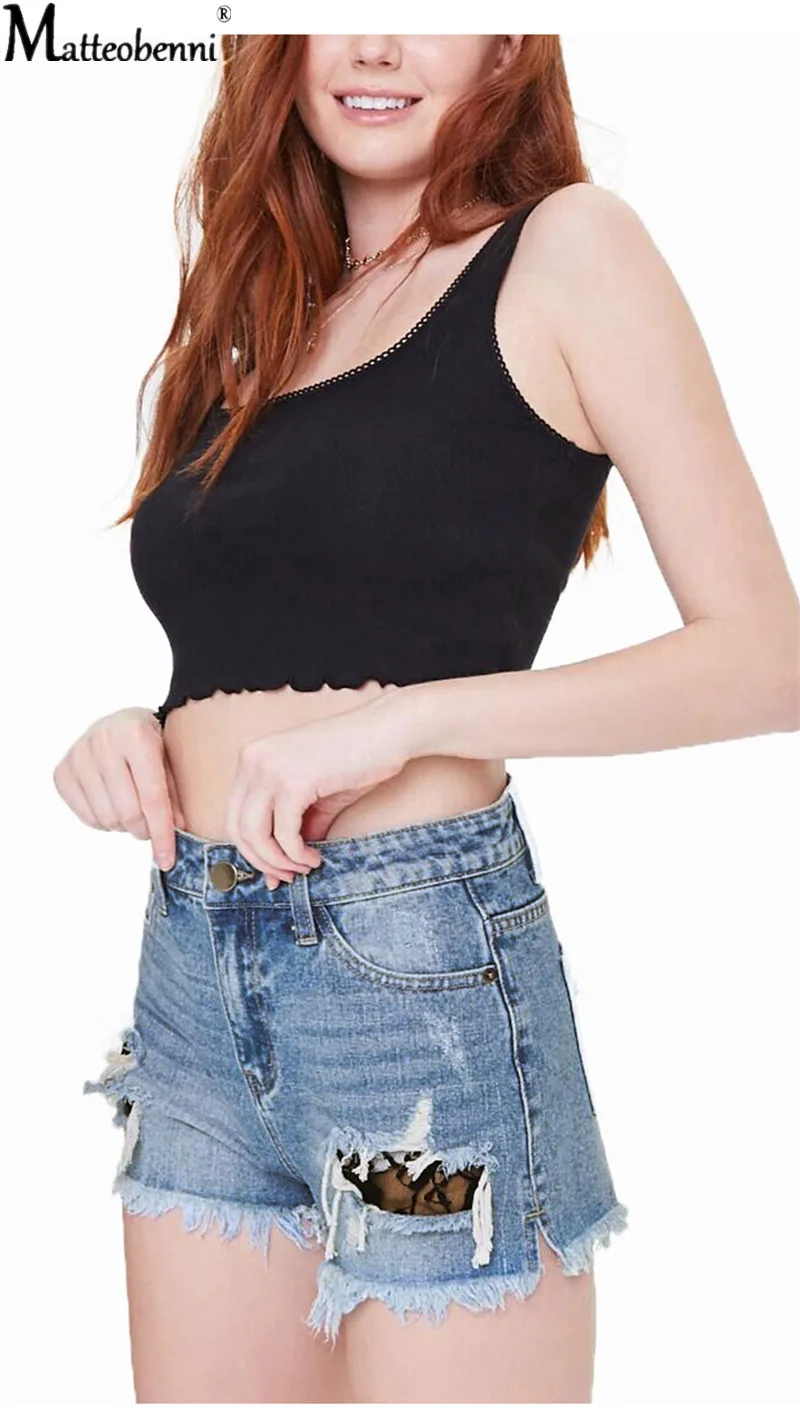

2021 New Ladies Fashion Casual Summer Denim Shorts Ladies Mid-Waist Button Torn Sexy Shorts Jeans Street Wear Slim Denim Shorts
