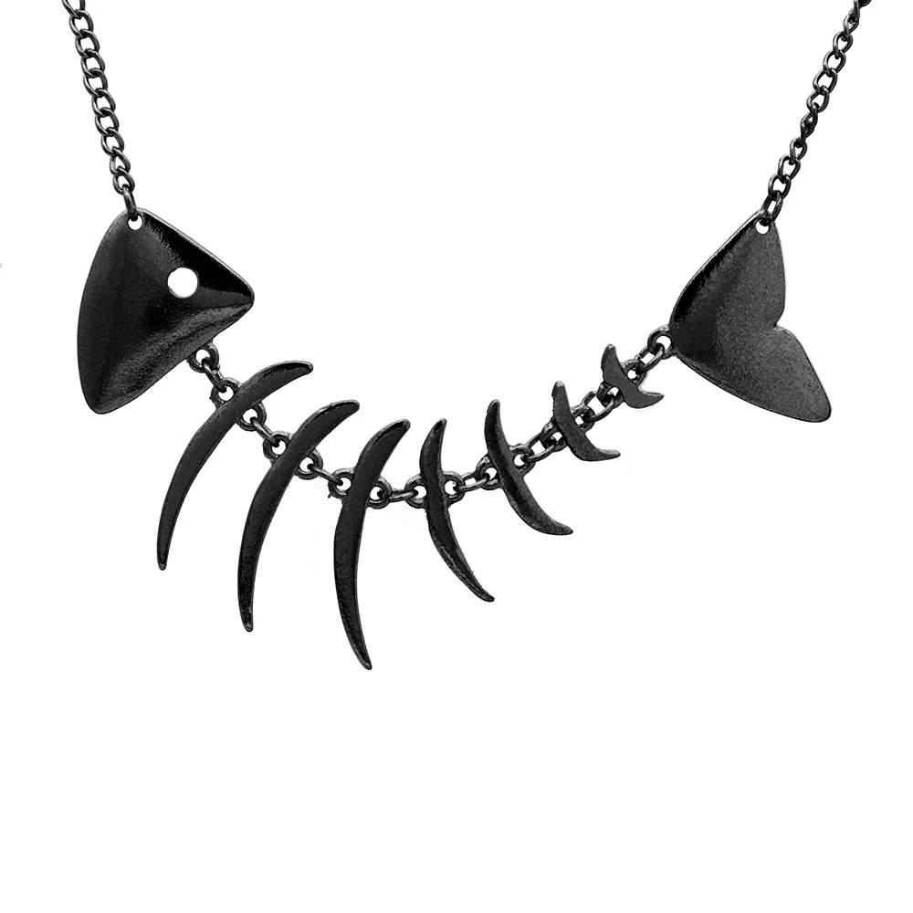 Black Necklace Новинка, женские модные золотые, серебряные, черные ювелирные изделия, уникальные длинные серьги в виде рыбьей кости 4,", ED46 - Окраска металла: Black Necklace