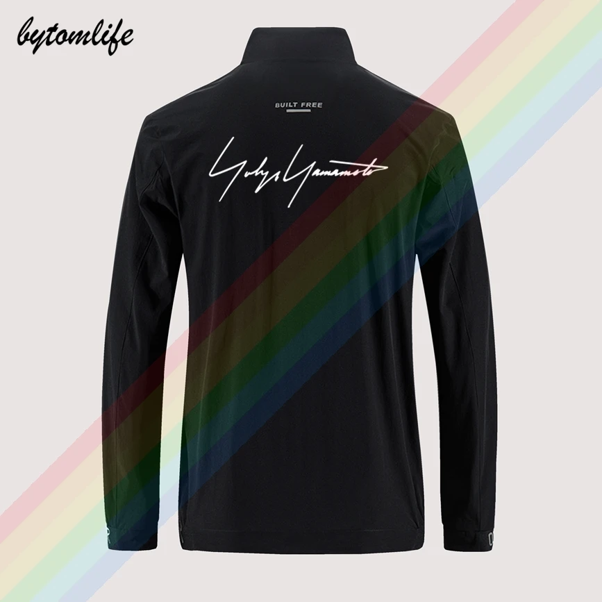 

motorcycle jacket Line words logo men's street windbreaker zipper thin jacket men's casual Back printing jacket Asian size