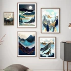Картины на холсте, постеры с абстрактным пейзажем гор, морской лес, Кит, настенные художественные картины для гостиной, домашний декор
