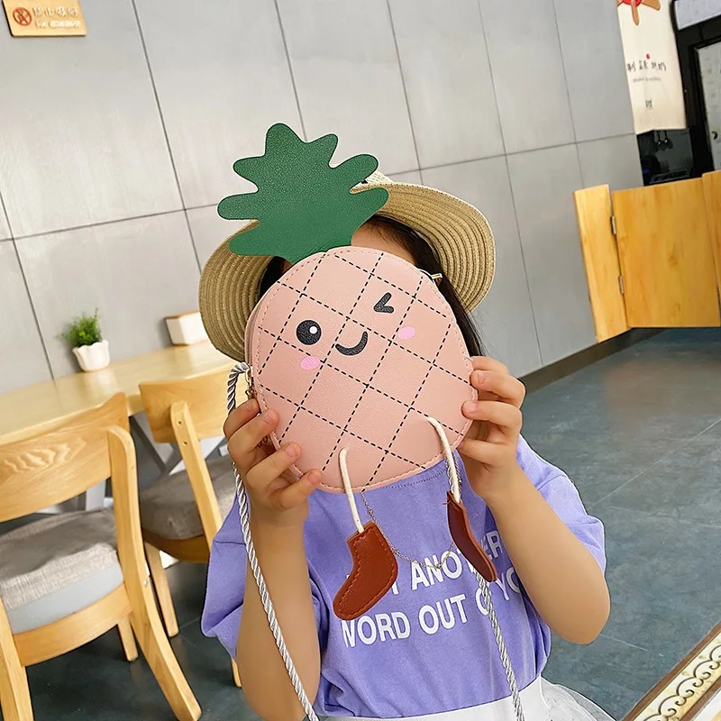 Cute Girls Baby Mini Shoulder Bag Fashion Boys Kids Accessories Coin Purse Handbags Cartoon Pineapple Children Crossbody Bags
