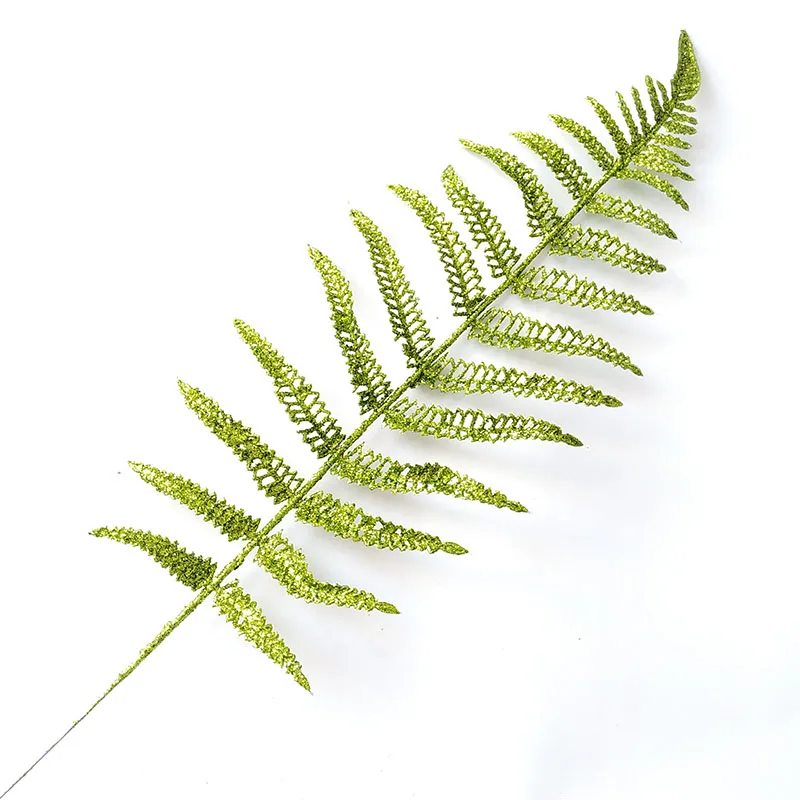 green A Christmas Tree Decoration Flower Grass Leaf Hollow Flash Grass Fake Flower Home Party Happy New Year Decoration Gold Silver 40cm - Цвет: green A