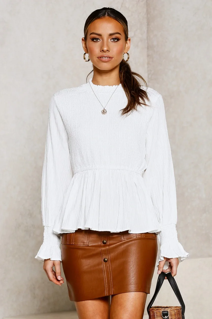 Блузка Foridol с рукавами-тюльпанами осенне-зимняя туника оборками блузки баской