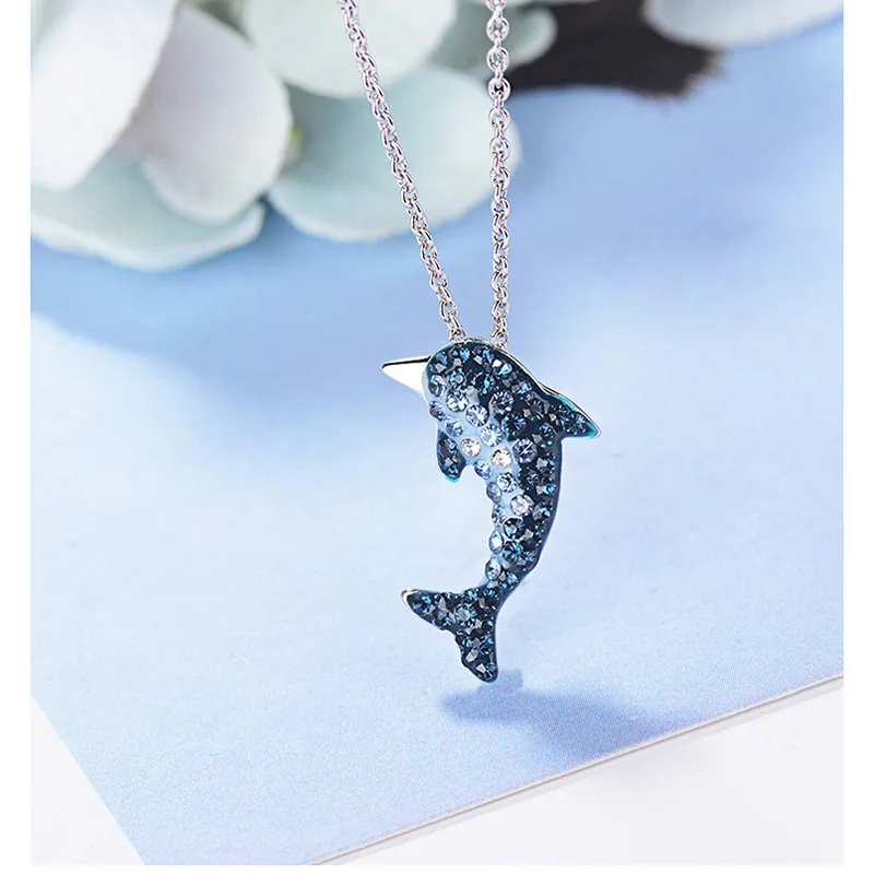 Аксессуары из серебра ювелирные изделия в виде дельфинов пробы с синим