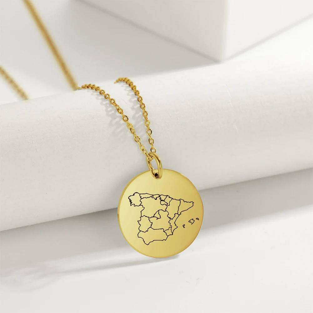 Fishhook Испания карта ожерелье розовое золото цвет нержавеющая сталь для испанских
