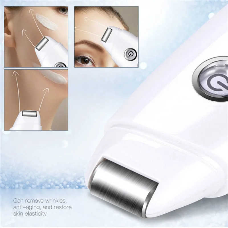 Goedkoop Ckeyin 2 In 1 Ultrasone Facial Skin Scrubber Roller Massager Ion Ems Ultrasound Gezicht Diepe Reiniging Exfoliërende Peeling Cleanser