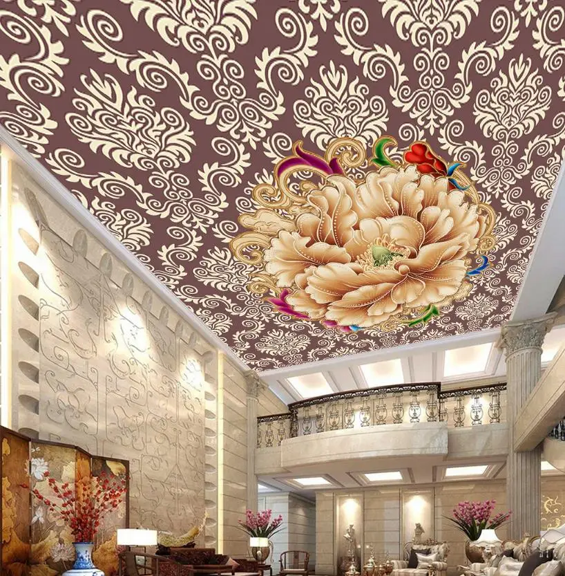 3D ceiling custom home decor wallpaper wall Chinese rose 3d HD stereoscopic wallpape murals | Обустройство дома