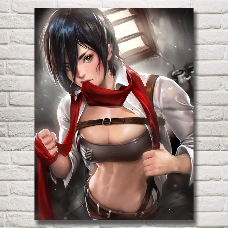 Shingeki No Kyojin девушки японского аниме постеры и принты шелковое художественное