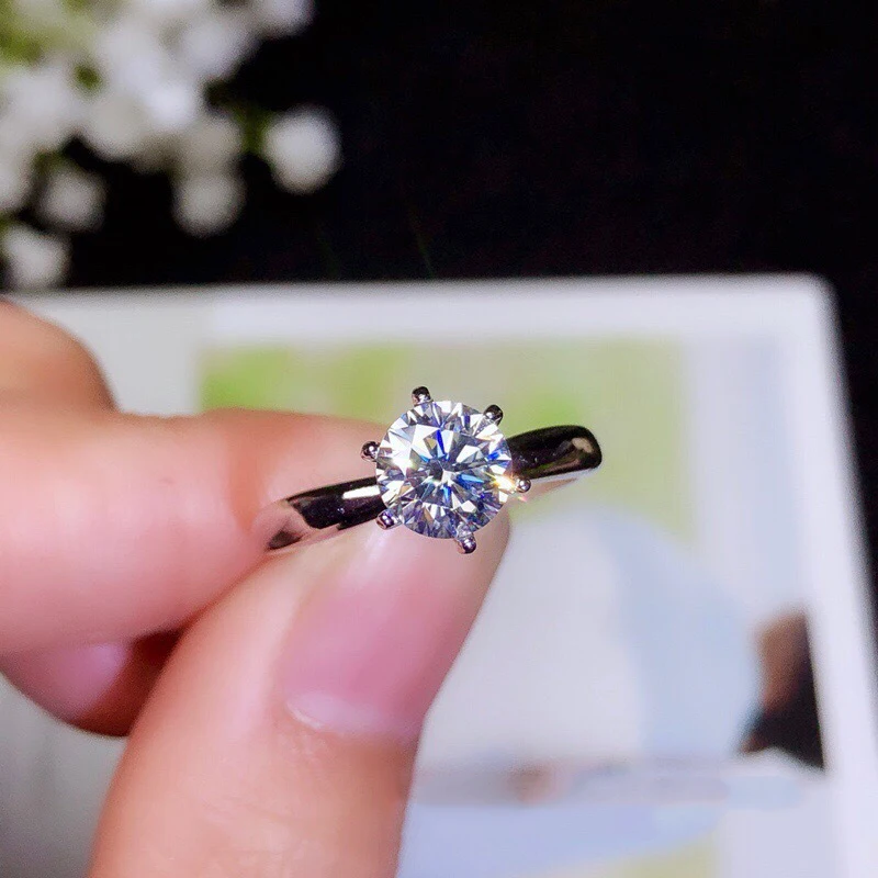 BOEYCJR Классический 925 серебро 1ct/2ct F цвет Moissanite VVS обручальное свадебное кольцо с бриллиантом с национальным сертификатом для женщин