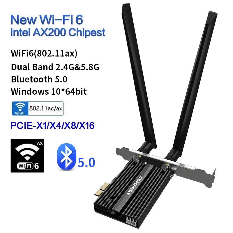 

3000 Мбит/с Двухдиапазонная 802.11AX Wifi 6 Intel AX200 pro PCI-e PCI Express сетевая карта Bluetooth 5,0 PCI Wifi адаптер для Window10