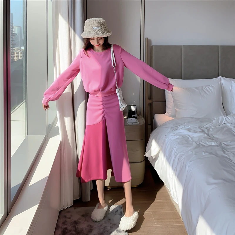 Женский костюм новый корейский Свободный свитер с длинными рукавами