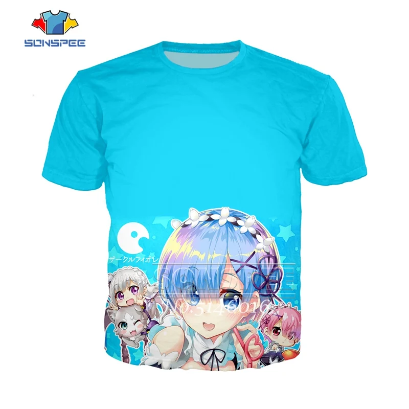 03 SONSPEE, 3D принт, аниме, Harajuku Re: zero, Твин Рам Рем, косплей, футболка, мужская, повседневная, летняя, унисекс, короткий рукав, футболки, топы, t445 - Цвет: 03