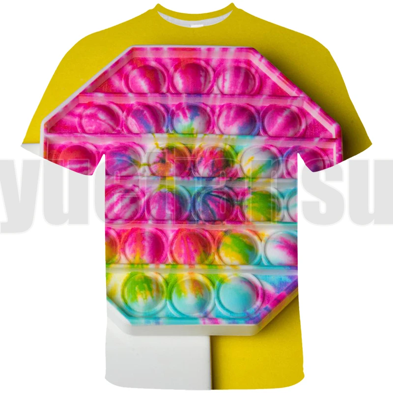 

Футболка детская с круглым вырезом, 3D-рисунок аниме, Радужный поп, топ, уличная одежда, оверсайз, для семейных игр, весна-лето
