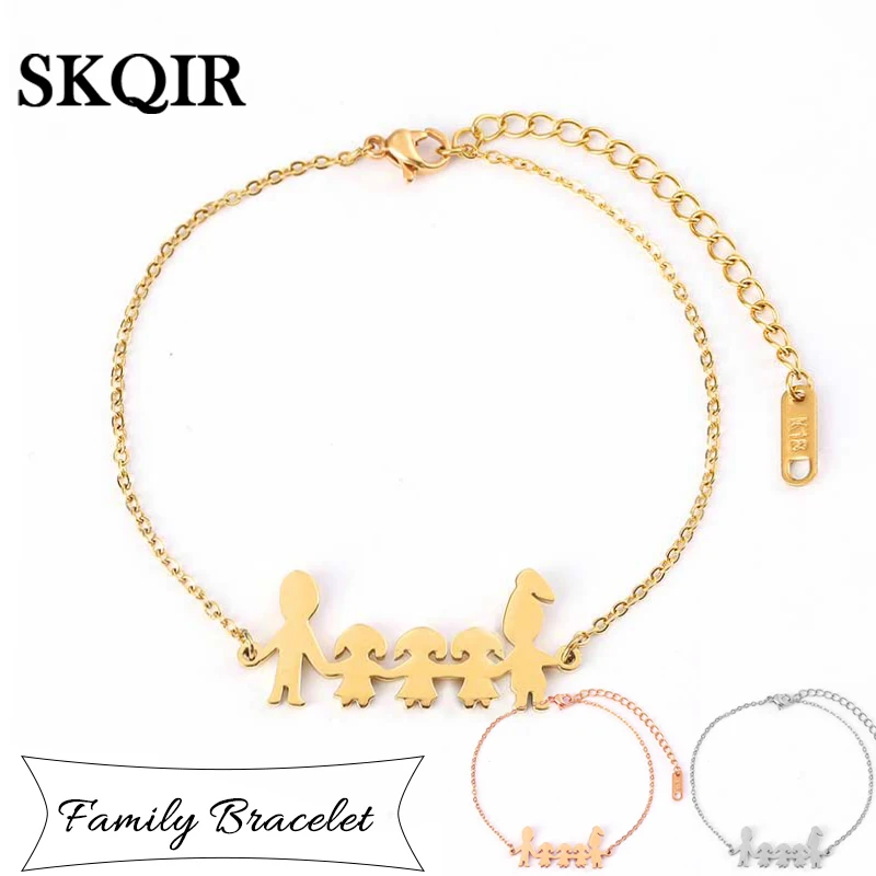 

Charm Family Member Chain Bracelet Gold Stainless Steel Dad Daughter Mom Son Choker Bangle Women Men Jewelry Accessories Gift