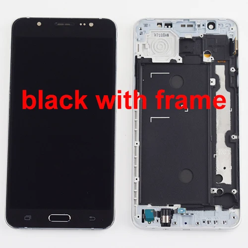 black with frame Для samsung Galaxy J7 ЖК J710 J710F ЖК-панель J710M J710H J710A J710FN ЖК-экран сенсорный дигитайзер сенсорная рамка в сборе - Color: black with frame