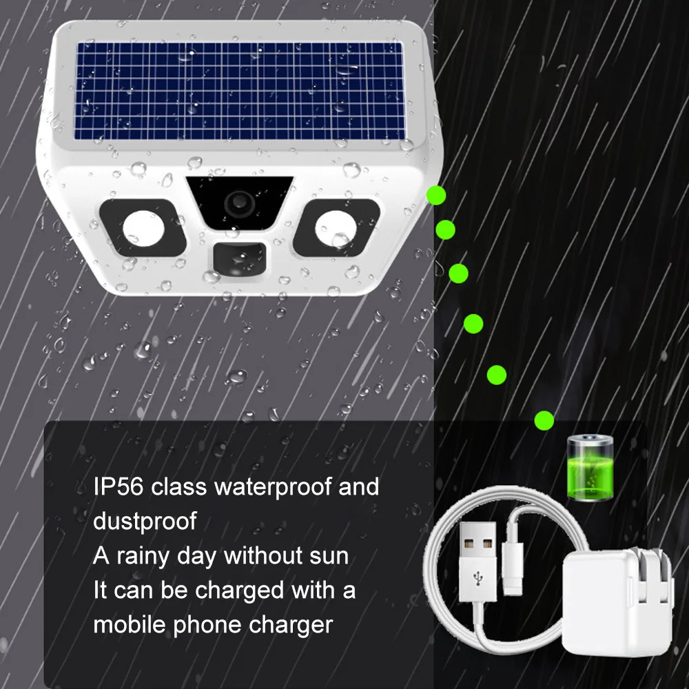 

Solar Monitoring LED Garden Light Night Vision Flash Camera Waterproof Wide Angle Motion Sensor Flashlight for Front Door Yard