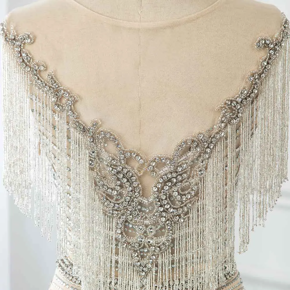 Vestido De Festa 2021 роскошные стразы телесного цвета Длинные вечерние платья Русалочки
