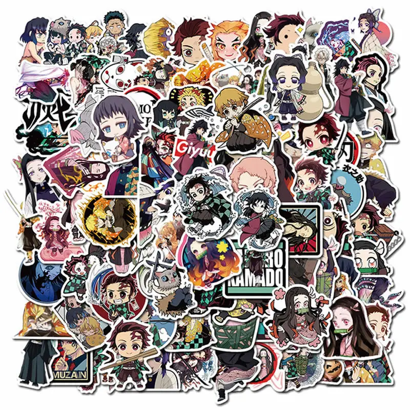 100 шт. аниме демон убийца Kimetsu без Yaiba Стикеры s Водонепроницаемый мотоцикл Чемодан