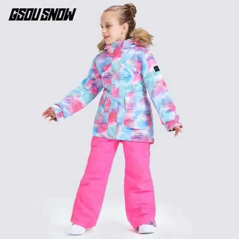 

GSOU SNOW Brand Girls Skiing Suit Kids Snowboard Clothing Trouser Child Ski Jacket Pant Windproof Waterproof Outdoor Sport Wear