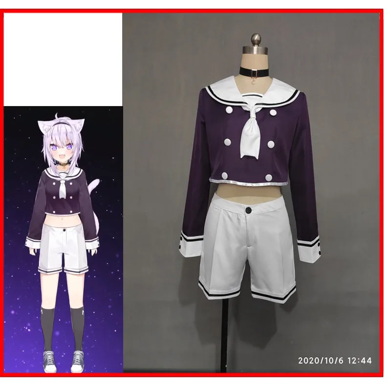 

Anime VTuber Hololive Nekomata Okayu School sailor Dress Cute Suit Uniform Cosplay Costume Women Halloween Free Shipping 2020New