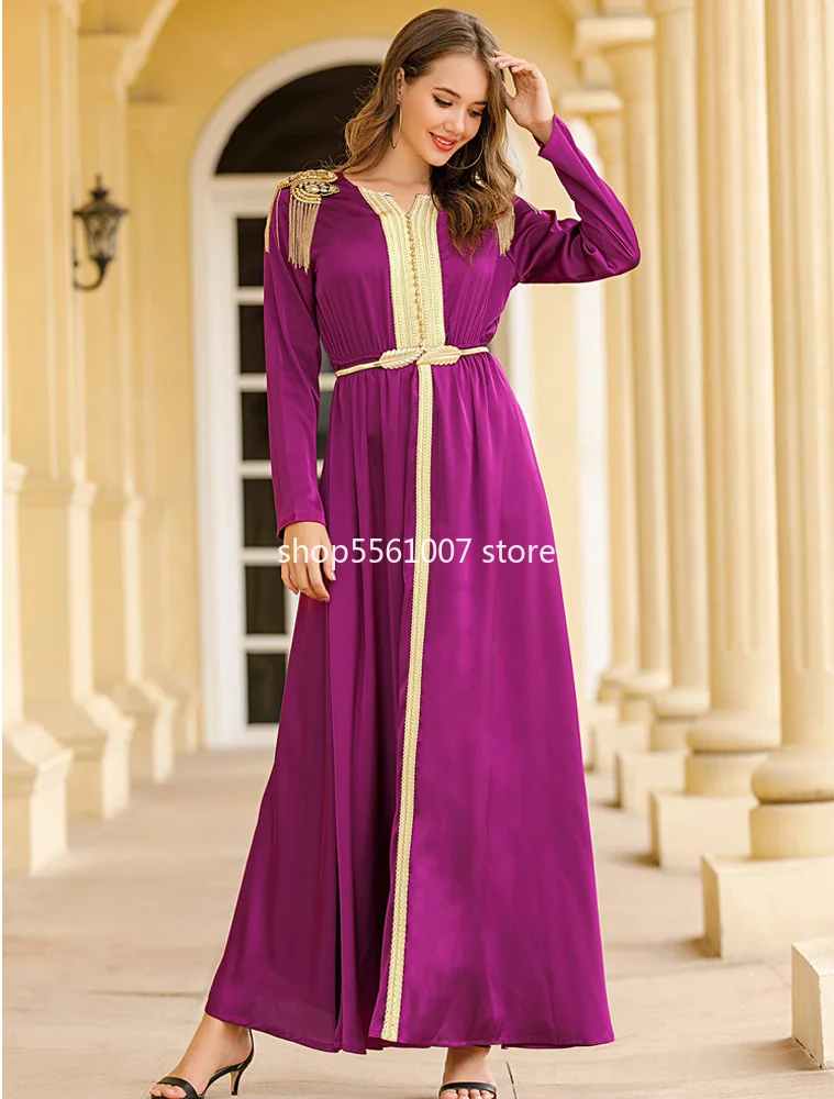 Женский Шелковый пеньюар-абайя длинный исламский пеньюар ручной работы с