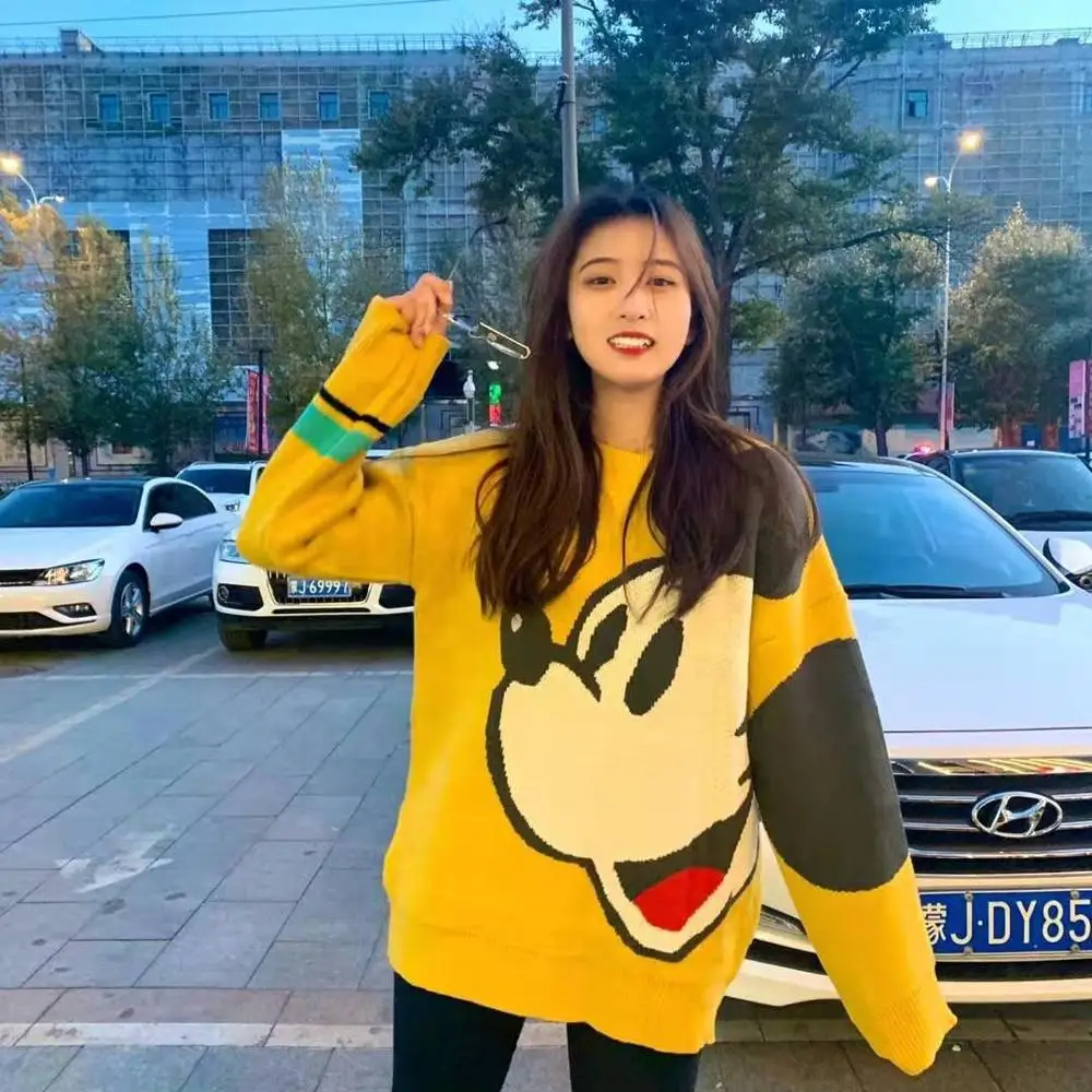 Осень-зима 2019 свитер с Микки Маусом рождественские Джемперы свободный